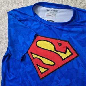 Under Armour T Shirt Mens 2XL DC Superman Blue Compression Activewear Run Gym - Picture 1 of 9