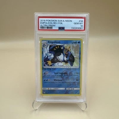2018 Pokemon Sun & Moon Ultra Prism Empoleon Reverse Holo 34/156 PSA 10 Gem Mint - Image 1 of 4
