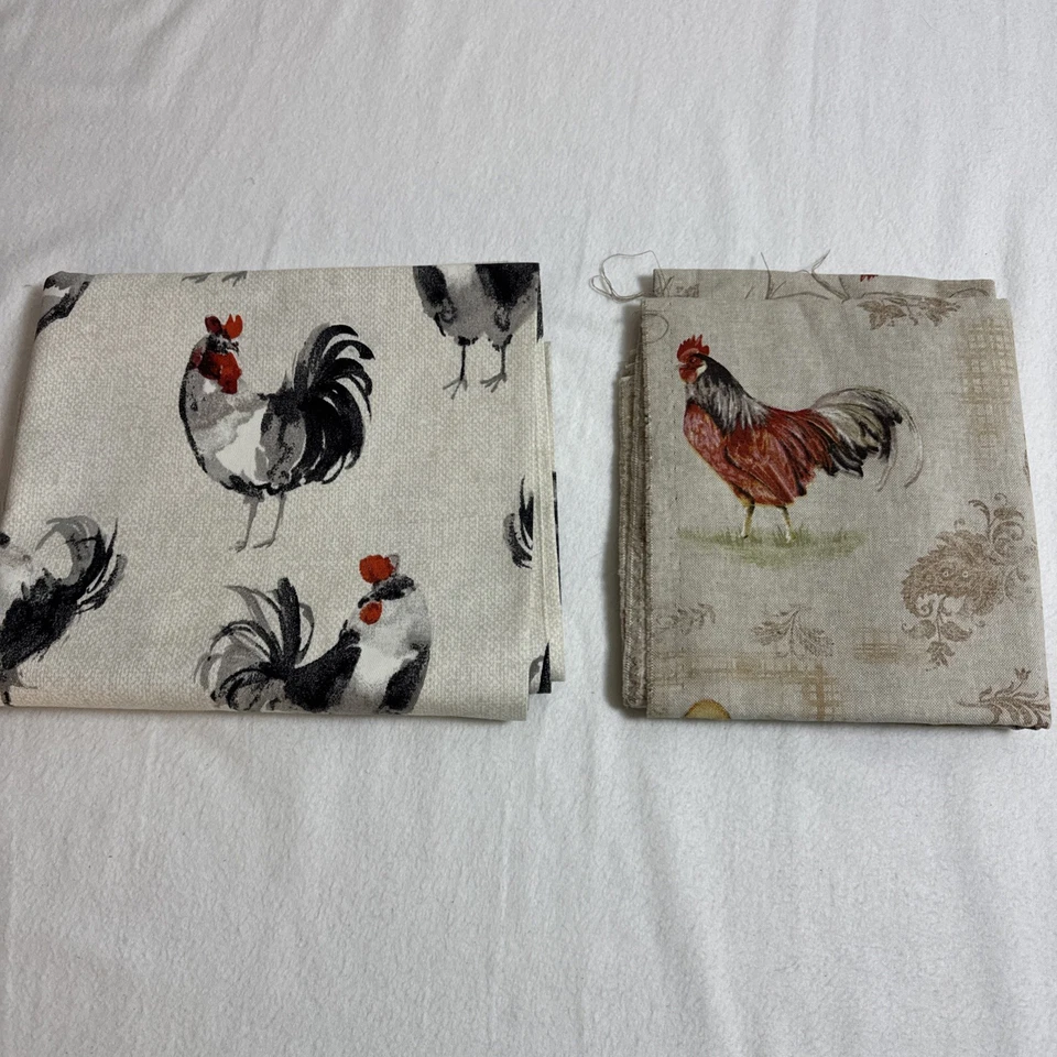 Fabric Home Decor Remnants Roosters Crafts Pillows Pieces - Image 1 of 4