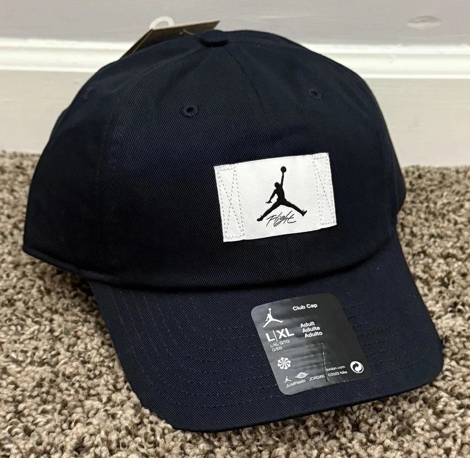 Nike Air Jordan Club Cap Black Flight Adult Unisex Hat FD5181-010 Size L/XL