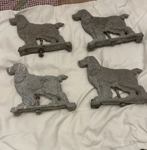Set Of Four (4) Vintage Cast Metal Cocker Spaniel Dog Fence Finials Hardware - Picture 1 of 11