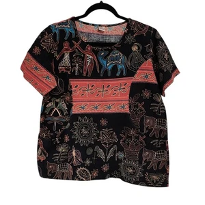 Top Pomethong M Multicolor Bordado Elefante Asia Indie Artístico - Imagen 1 de 8