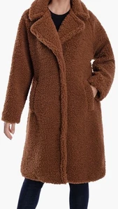 Lucky Brand Pecan Shearling Long Teddy Coat - Picture 1 of 3