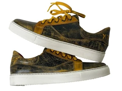 Bed Stu Azeli Leather Sneakers Lace Up Shoes Distressed Tang Black Delux Size 9 - Image 1 of 4