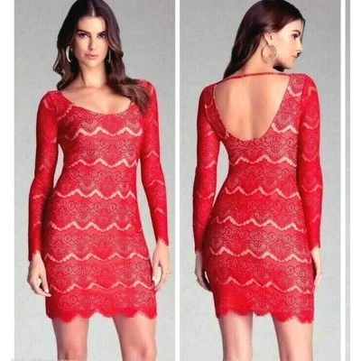 Vestido de cóctel Bebe raro de encaje rojo - talla mediana Foto 1 de 4