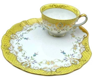 Princeton China Shell Snack Plate Tea Cup Luncheon Set Yellow Gold Marked RARE! - Picture 1 of 11