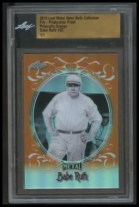 2019 Leaf Metal Babe Ruth Pre-Production Proof Prismatic Orange 1/1 SP #33 - Picture 1 of 1