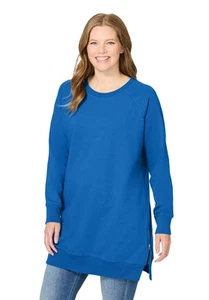 Woman Within Plus Size Side Zip Sweatshirt - Picture 1 of 13