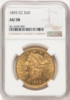 Liberty Double Eagle 1892-CC $20 NGC AU58 (520939026) Foto 1 de 2