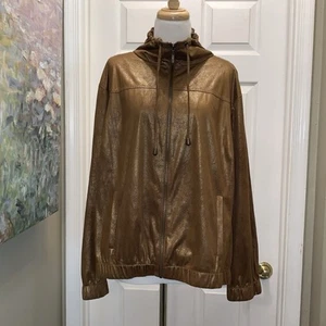 Ruby Rd Womens Zip Jacket Brown Bronze Gold Metallic Size 22 Womens Pockets - Picture 1 of 19
