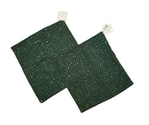 2 Pottery Barn Shimmer Beaded Fir Green Pillow Cover 18x18" Pair NEW NWT - Picture 1 of 2