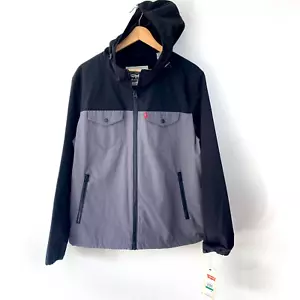 Levi's Zip Up Windbreaker Jacket $160 Men's Large Gray Black Water Resistant NEW - Picture 1 of 21