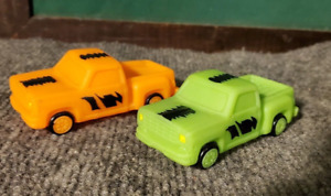 Vintage camionnettes baignoire jouets caoutchouc 3,5'' orange et vert