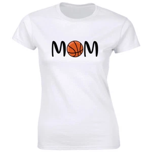 Mom with Ball Image T-Shirt for Women Basketball Sports Tee Shirt - Picture 1 of 2
