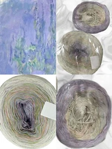 450g Metalic Cotton Tencel Sultan Ombre Cake Yarn MonetGarden Purple Green 2100m - Picture 1 of 17