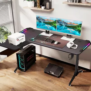 Gaming Tisch LED Computertisch Schreibtisch Ergonomischer PC Tisch XXL Größewahl - Bild 1 von 30