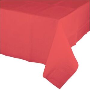 Coral 2/Ply Paper-Poly Banquet Tablecloth 54" x 108" Party Tableware Supplies