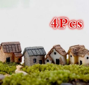 4Pcs House Miniature Figurine Fairy Home Garden Decoration Resin Building Statue - Picture 1 of 6