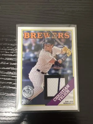 2023 Topps Series 1 Memorabilia Christian Yelich Milwaukee Brewers. pinstripe - Image 1 of 2