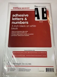 Adhesive Letters and Numbers - 3 Inch Helvetica Black On White Block - Picture 1 of 4
