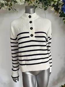 Maglione JOULES Cove Chunky lavorato a maglia taglia 8 e 22 vestibilità rilassata crema righe blu navy NUOVO - Foto 1 di 22