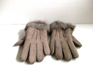 UGG LAMMFELL TOSCANA DAMEN HANDSCHUHE ZUCKERGRAU WILDLEDER US-GRÖSSE LARGE - Bild 1 von 3