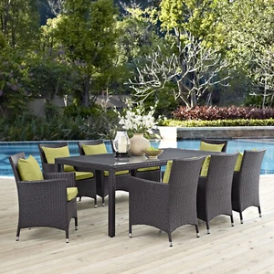 Modway 9PC Wicker Rattan Outdoor Patio Dining Set in Espresso Peridot - Picture 1 of 8