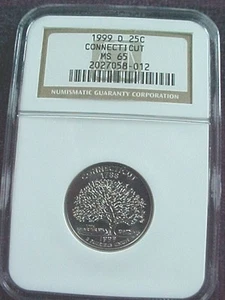 1999 D CONNECTICUT STATE QUARTER NGC  MS 65 - Picture 1 of 3