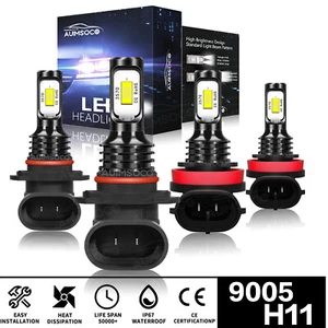 9005+H11 LED Headlights Combo High Low Beam Bulbs 6000K Super White Bright Lamps - Imagen 1 de 12