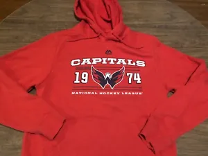 Washington Capitals NHL Majestic Small Red Hoodie Sweatshirt - Picture 1 of 6