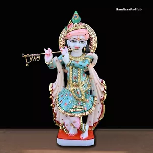 Statua Krishna in marmo idolo Moorti 60 cm grande scultura indù casa tempio preghiera - Foto 1 di 7