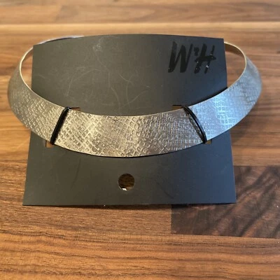 HM H & M кованое серебро металлический кованый ошейник манжеты ожерелье новый - Изображение 1 из 4