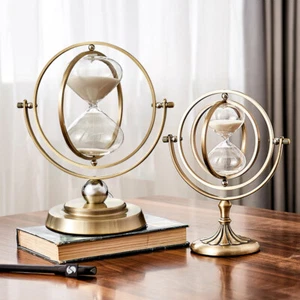 15/30 Min Vintage Metal Hourglass Timer 3D Rotating Sand Clock Home Office Decor - Picture 1 of 14