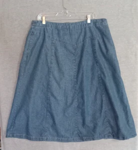 Alfred Dunner Women Denim Jean Skirt Blue 18W A Line No Slit Back Zip Modest - Picture 1 of 11