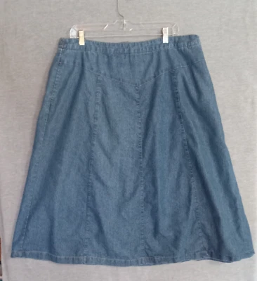 Alfred Dunner Women Denim Jean Skirt Blue 18W A Line No Slit Back Zip Modest - Image 1 of 4