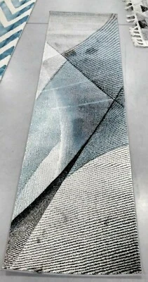 GREY / TEAL 2'-3" X 8' Stained Rug, Reduced Price 1172702806 HLW715D-28 - Image 1 of 4