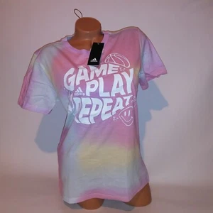 Adidas T Shirt Girls Kids XL 18-20 Pink Unicorn Tie Dye Colorful Sporty Athletic - Picture 1 of 8