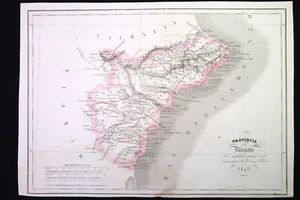 Grabado. Mapa provincia de Alicante. Alabern y Mabon 1846 Engraving Map Alicante - Foto 1 di 7