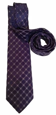 BOSS Hugo Boss TIE 3”  Black Purple Geometric Polkas 100% Silk Italy Excl’t Cond - Image 1 of 4
