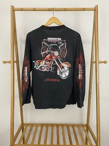 VTG American Chopper Fire Bike Long Sleeve Flame Spectrum Faded T-Shirt Size L - Picture 1 of 4