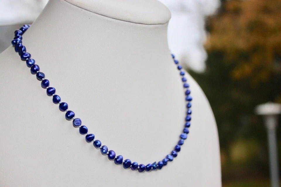 1BB  Süßwasser Perlen Schmuck Set Perlenkette Halskette Armband Collier Barock m - Bild 1 von 1