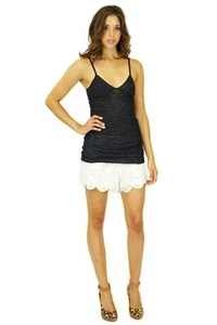 Camisa con volantes pequeños Free People combo negra dorada F053N250 transparente brillante NUEVA - Imagen 1 de 11