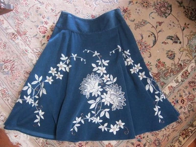 Falda vintage Y2K Talbots para mujer talla 6 azul verdoso pana floral con cuentas ~ LIMPIA Foto 1 de 4