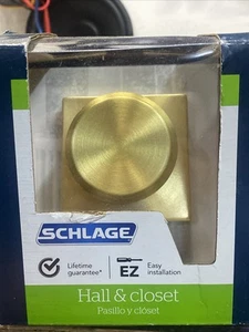 Schlage Bowery F10 V BWE 608 COL Passage Knob Collins Trim in Satin Brass - Picture 1 of 2