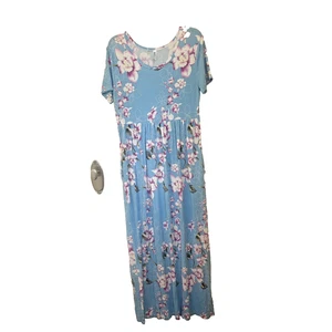 DEARCASE Blue FLORAL LONG MAXI DRESS WOMEN SIZE XLarge - Picture 1 of 4