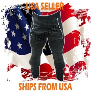 Men's Leather Pant Racing Sports Bike Perforated Black Padded Track Armor Pants - Picture 1 of 4