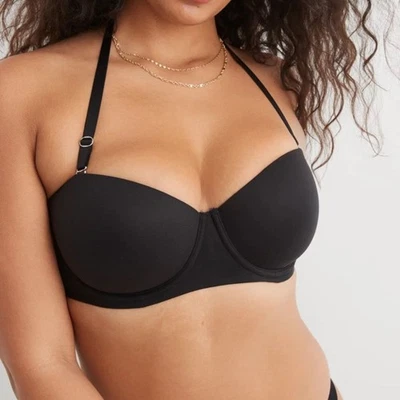 Sujetador push-up bandeau ligeramente forrado negro sin tirantes Aerie Sunnie nuevo con etiquetas | 34DDD Foto 1 de 4