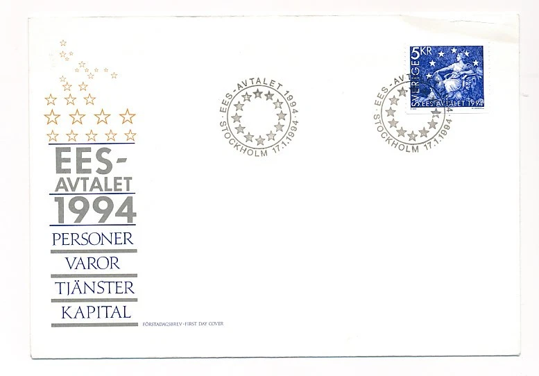 D90076 Stars FDC Sweden 1994 - Image 1 of 1