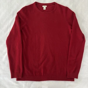 Maglione vintage LL Bean uomo M rosso 100% cashmere maglia girocollo classico - Foto 1 di 7