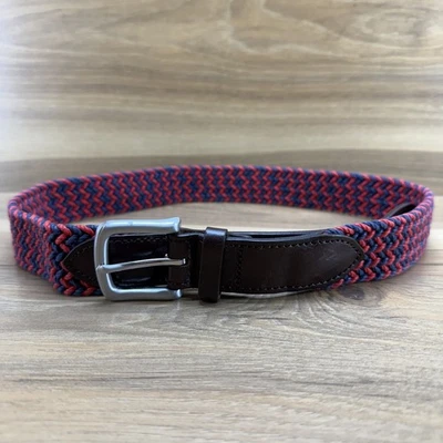 Cinturón de golf Vineyard Vines rojo azul cordón para hombre 34 adornos de cuero marrón Foto 1 de 4